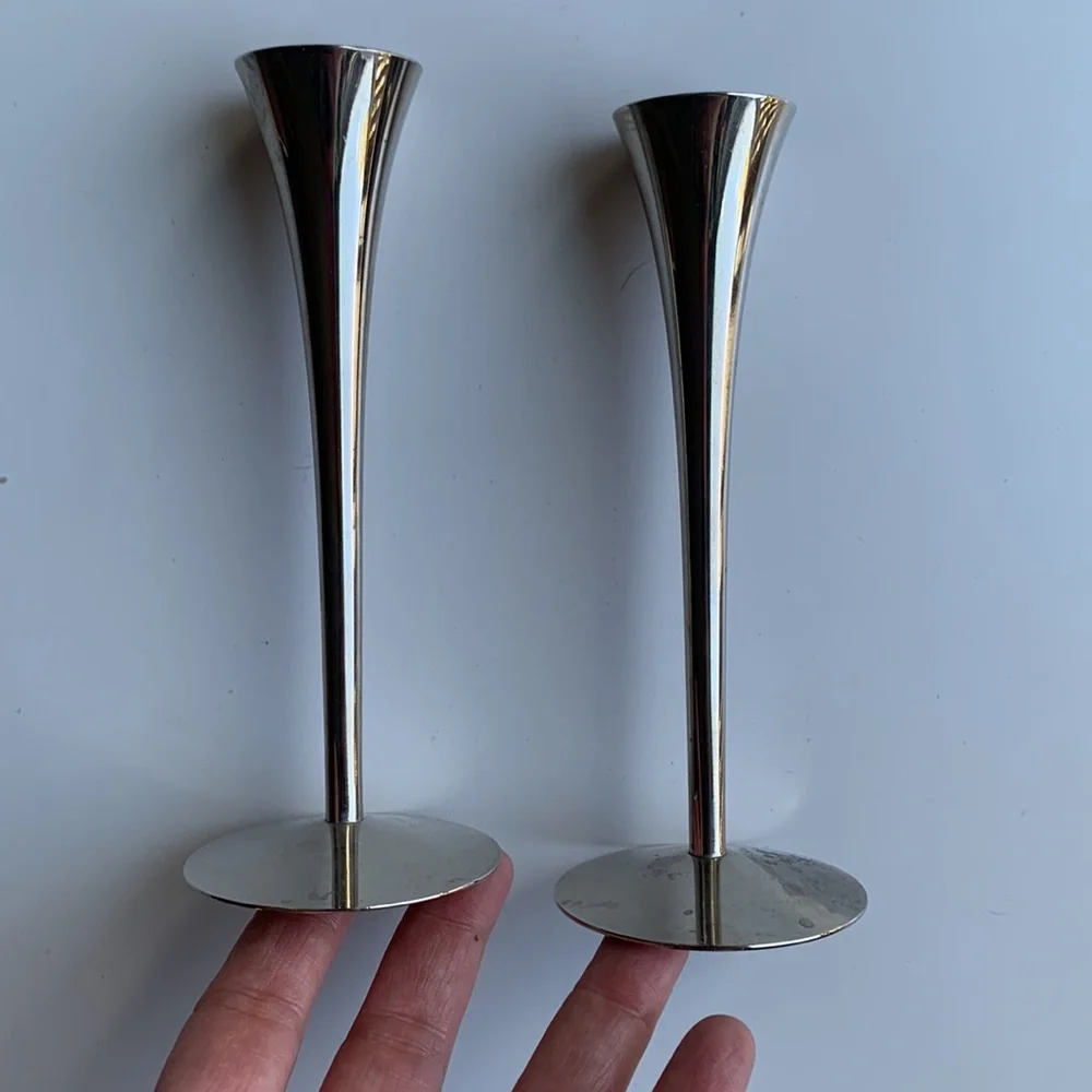 Solingen Germany mid century modern chrome candle holders